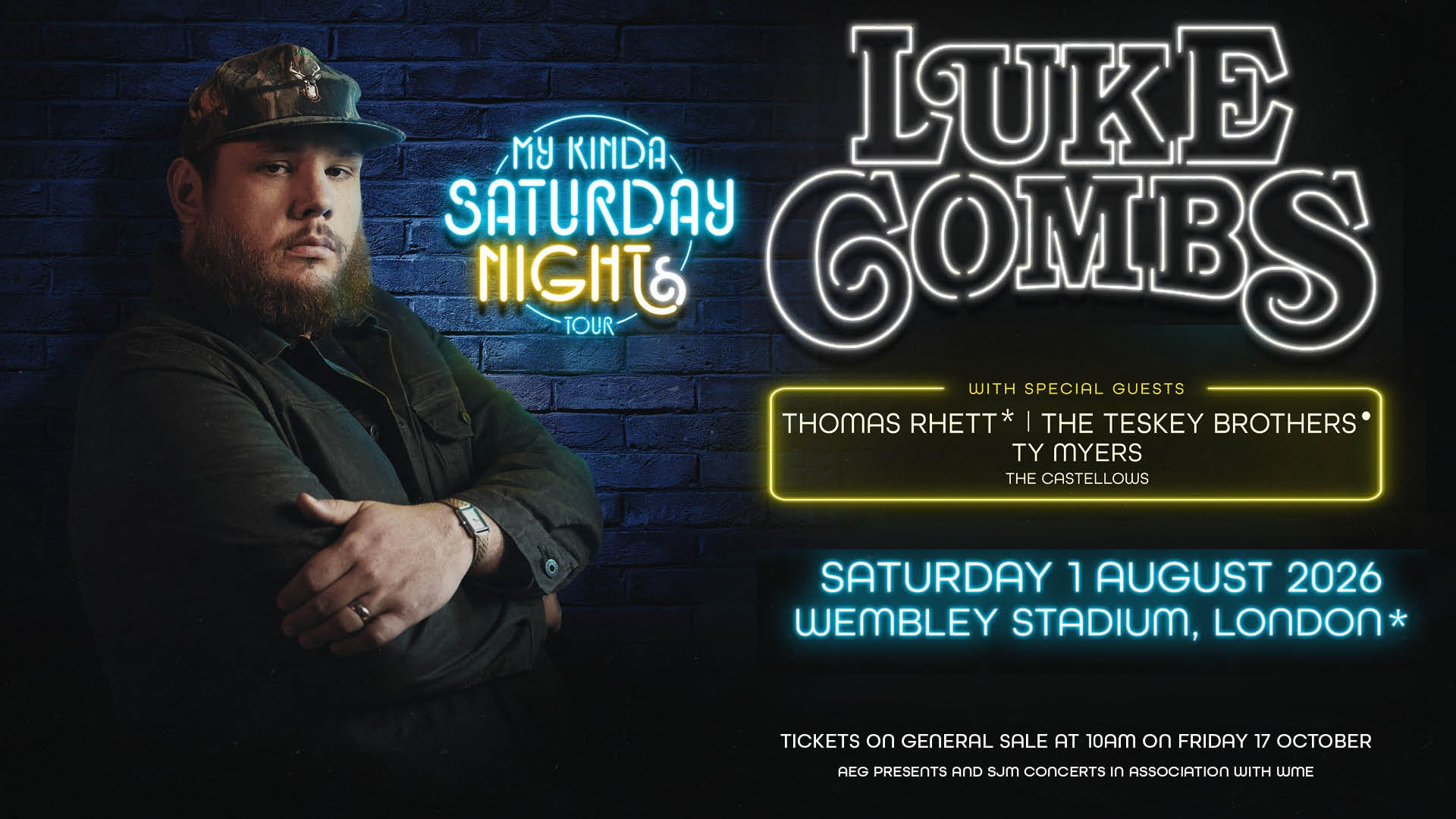 Luke Combs – My Kinda Saturday : 1 August 2026 at Wembley Stadium